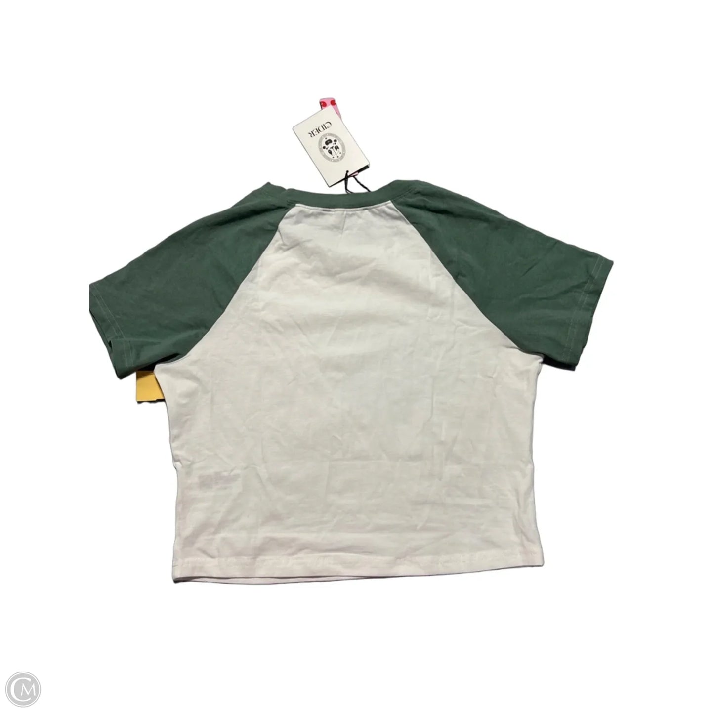 Top Short Sleeve Basic By Cider In Green & White, Size: L