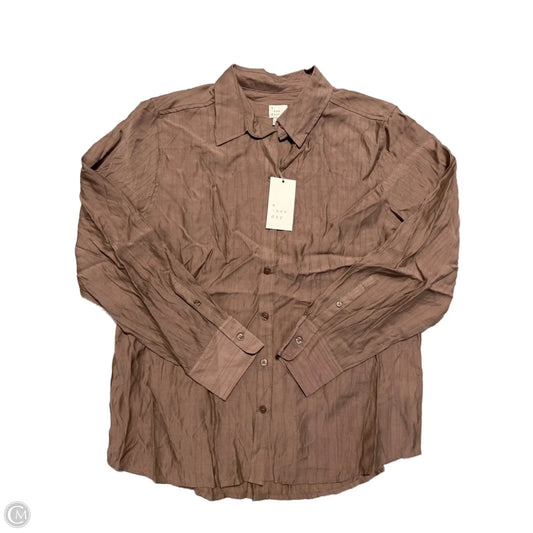 Blouse Long Sleeve By A New Day In Brown, Size: M