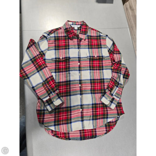 Top Long Sleeve Basic By Old Navy In Plaid Pattern, Size: S