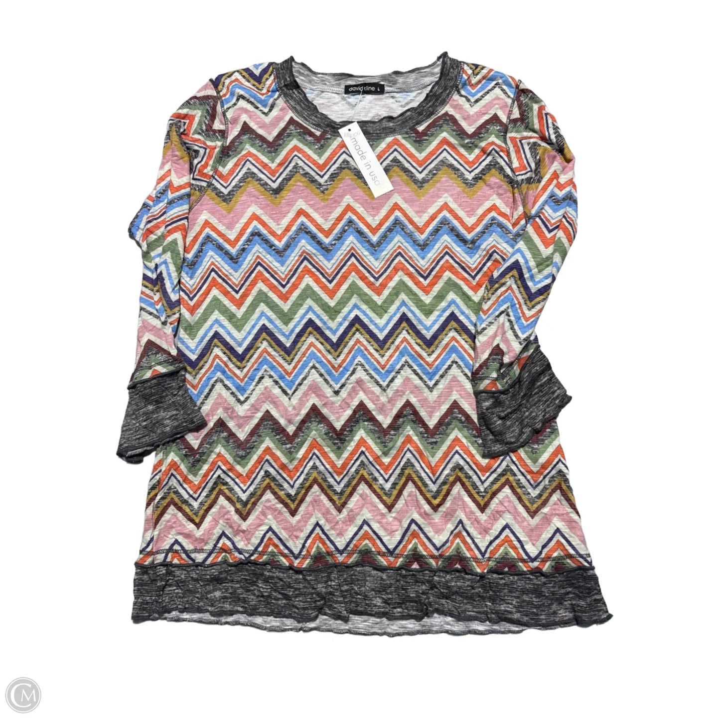 Blouse Long Sleeve By David Cline In Multi-colored, Size: L
