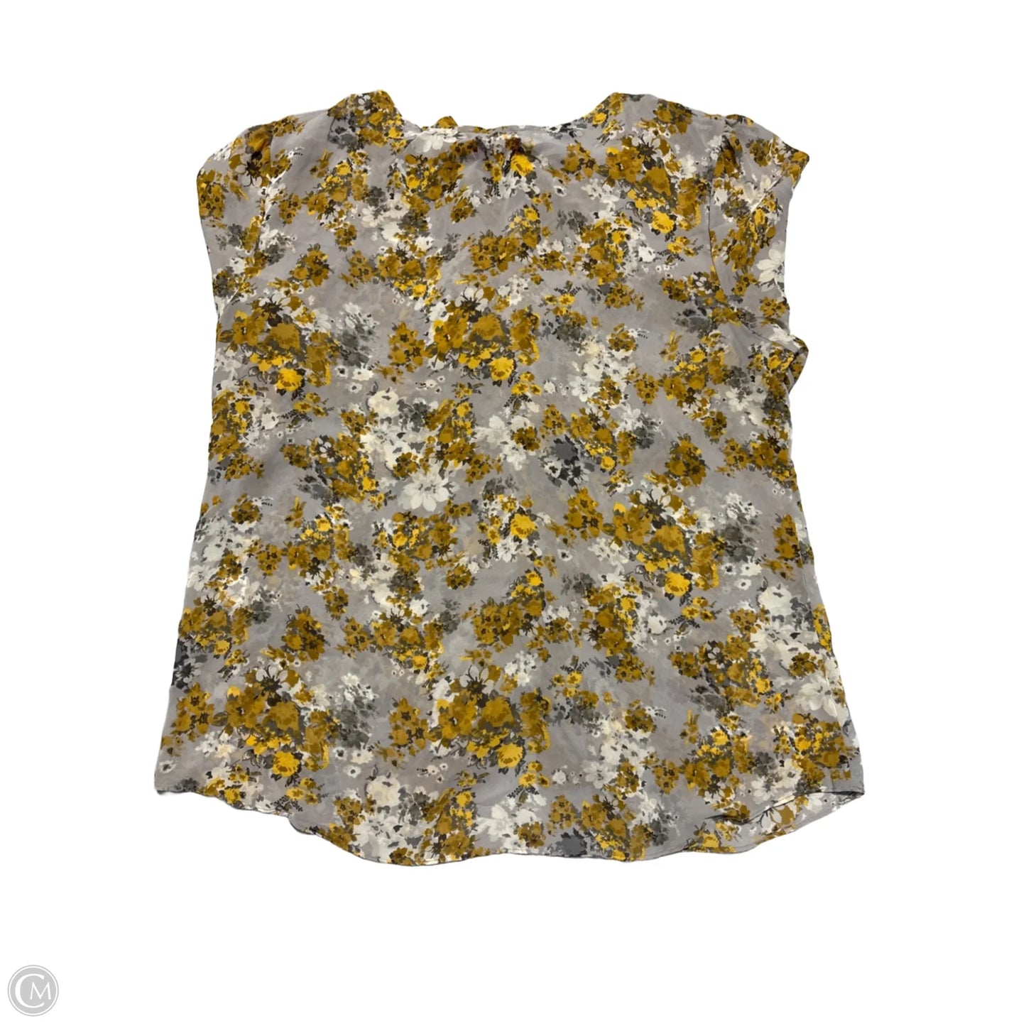 Blouse Long Sleeve By Elle In Grey & Yellow, Size: L