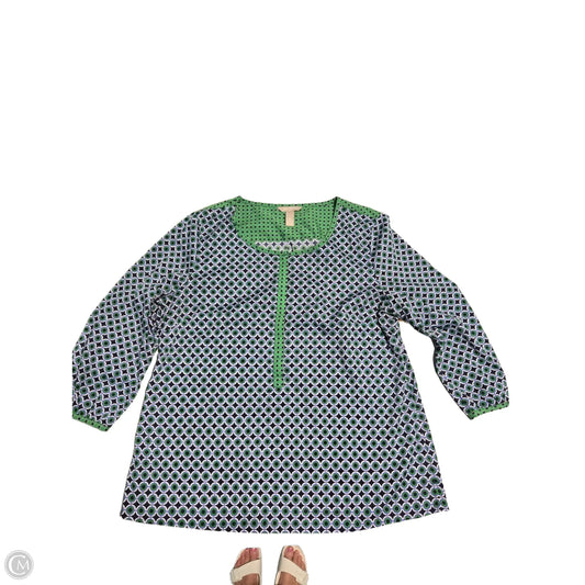Blouse Long Sleeve By Banana Republic In Geometric Pattern, Size: Xl