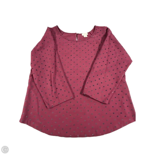 Top 3/4 Sleeve By J. Crew In Maroon, Size: M