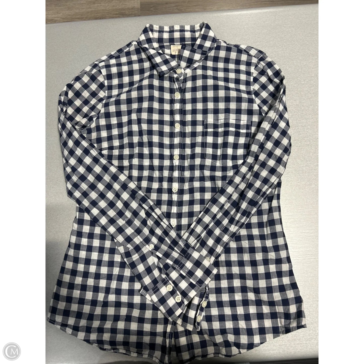 Blouse Long Sleeve By J. Crew In Checkered Pattern, Size: Xs