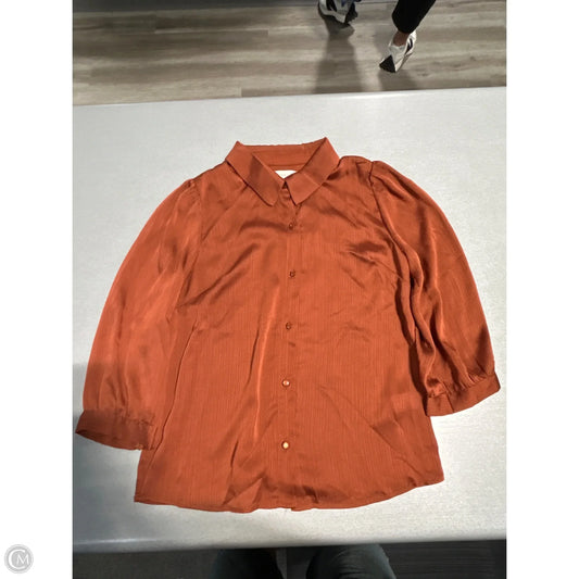 Blouse Long Sleeve By Monteau In Brown, Size: S