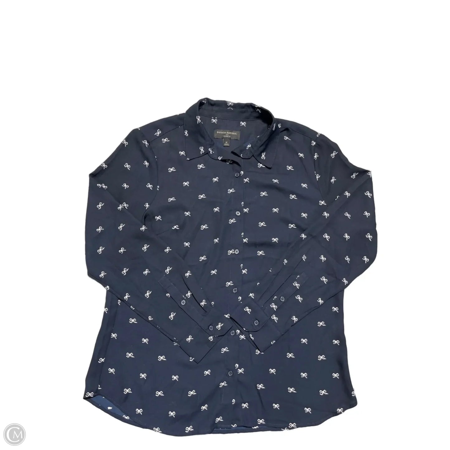 Blouse Long Sleeve By Banana Republic In Navy, Size: M