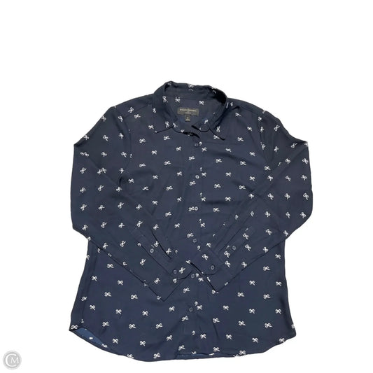 Blouse Long Sleeve By Banana Republic In Navy, Size: M