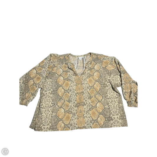 Blouse 3/4 Sleeve By Ava & Viv In Snakeskin Print, Size: 2x