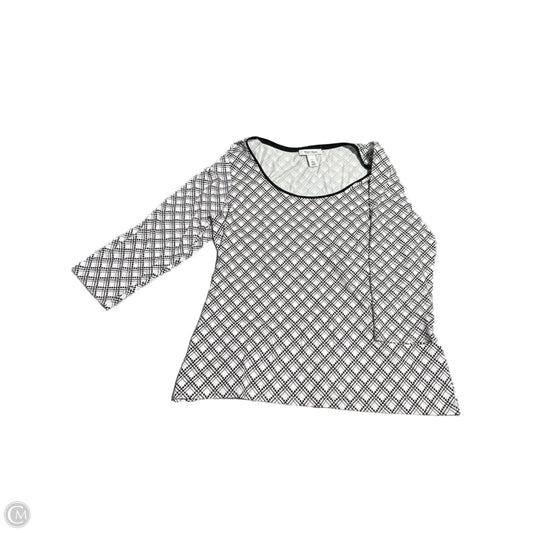 Top Long Sleeve By White House Black Market In Black & White, Size: Xl
