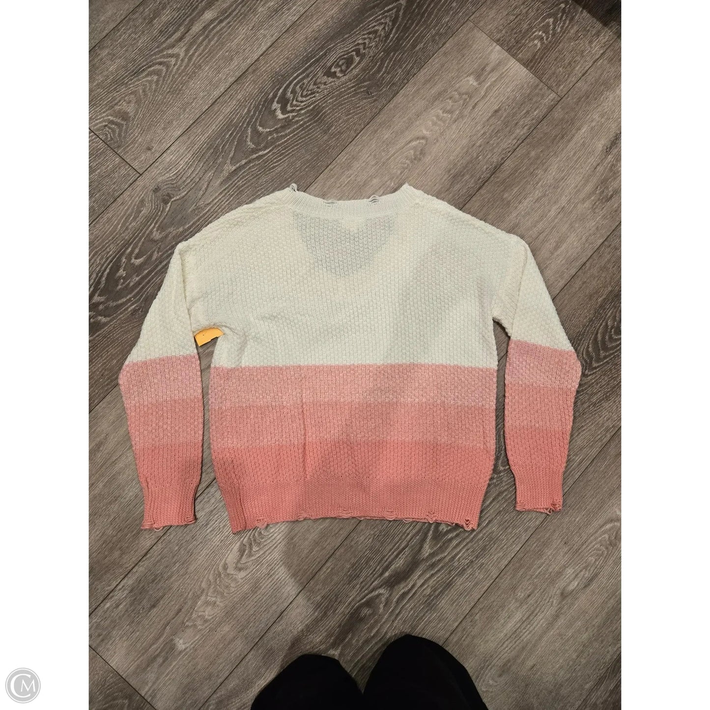 Sweater By Hem & Thread In Cream & Pink, Size: M