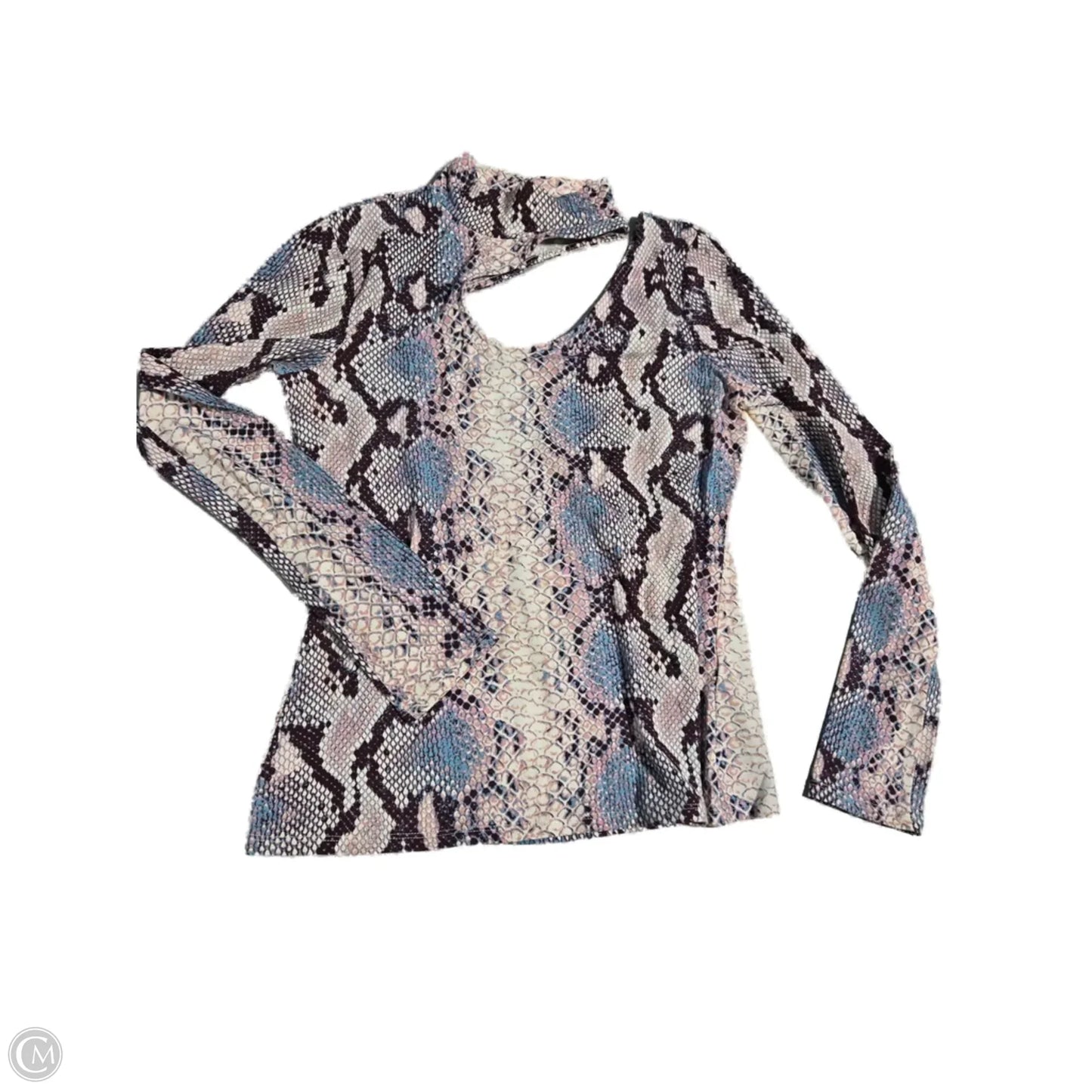 Top Long Sleeve By Express In Snakeskin Print, Size: L
