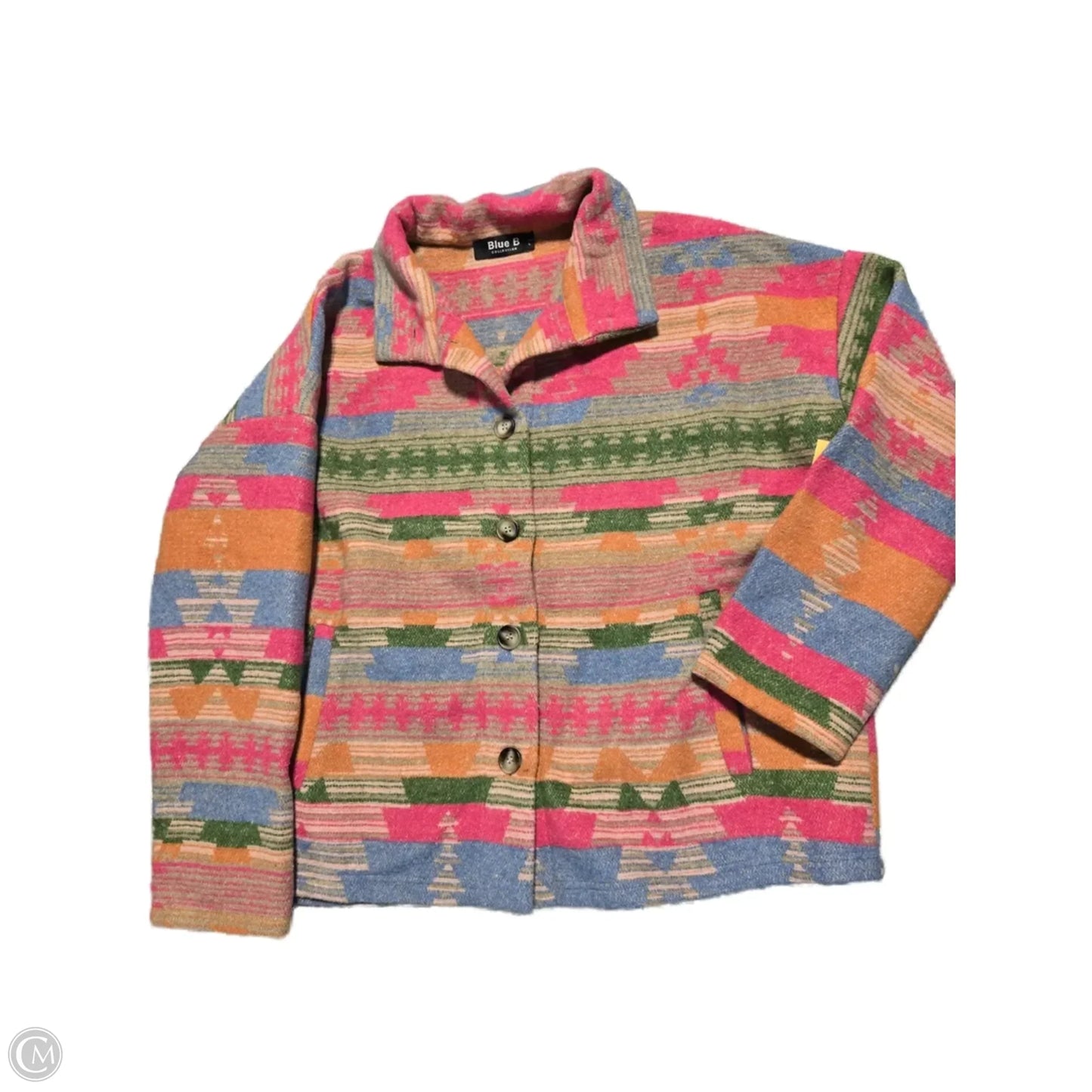 Jacket Shirt By Blue B In Multi-colored, Size: L