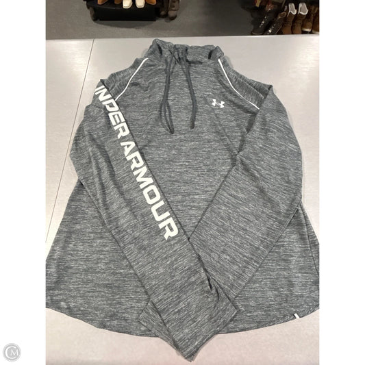 Athletic Top Long Sleeve Collar By Under Armour In Grey, Size: L