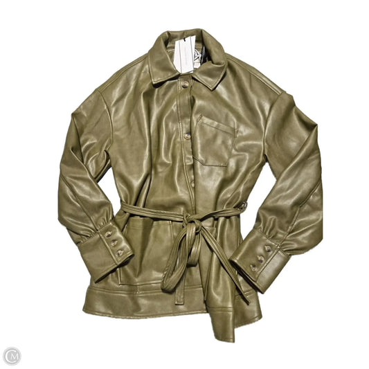 Jacket Moto Leather By Bagatelle In Green, Size: L
