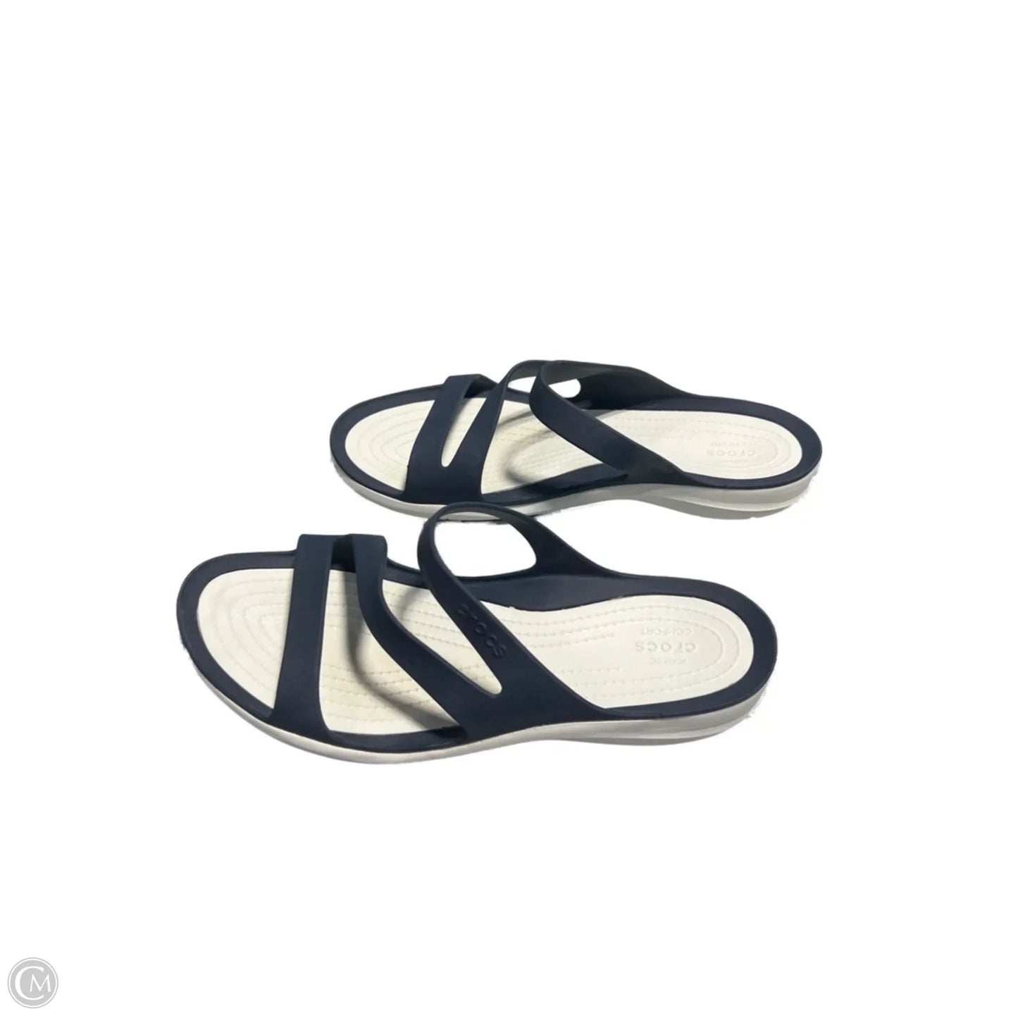 Sandals Flats By Crocs In Navy, Size: 10