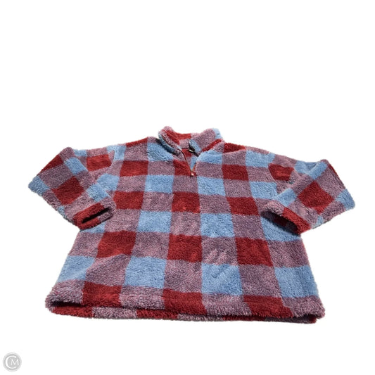 Jacket Fleece By Eddie Bauer In Blue & Red, Size: L