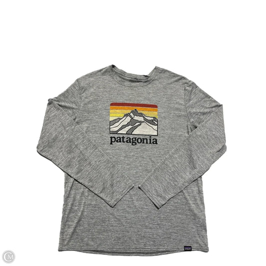 Athletic Top Long Sleeve Collar By Patagonia In Grey, Size: M