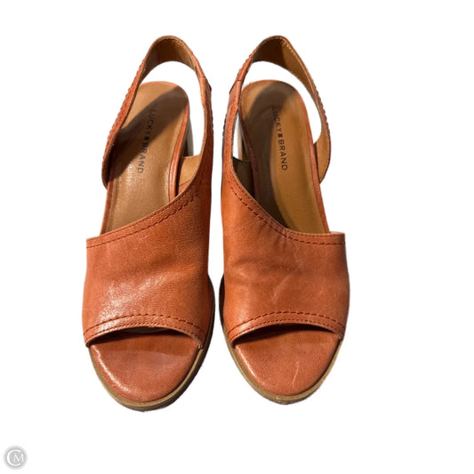 Shoes Heels Block By Lucky Brand In Orange, Size: 7.5