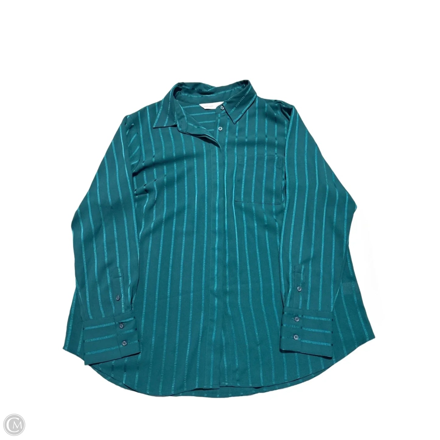 Blouse Long Sleeve By Nine West In Teal, Size: 1x
