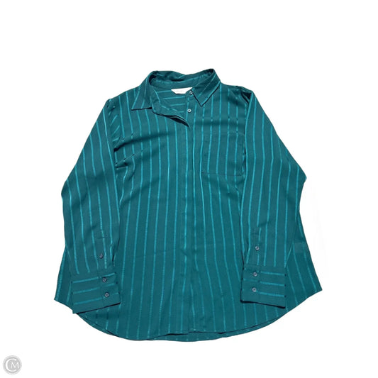 Blouse Long Sleeve By Nine West In Teal, Size: 1x
