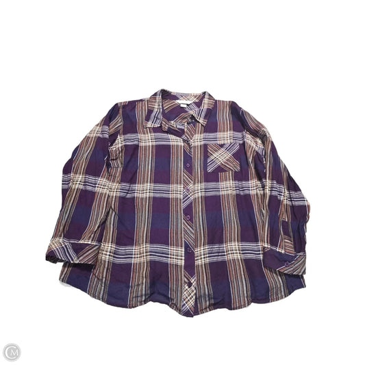 Top Long Sleeve By Cj Banks In Purple, Size: 2x