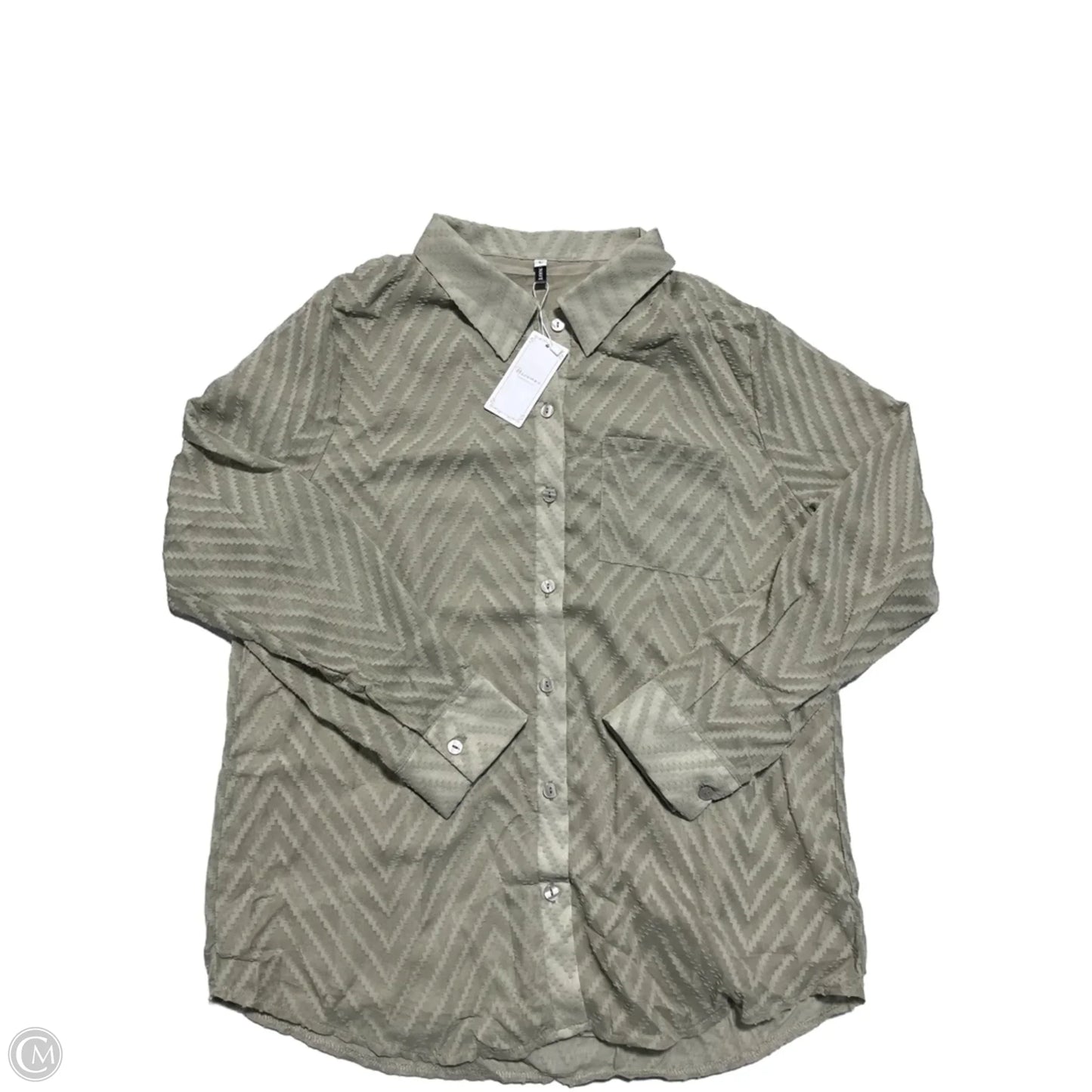 Top Long Sleeve By Cmc In Green, Size: L