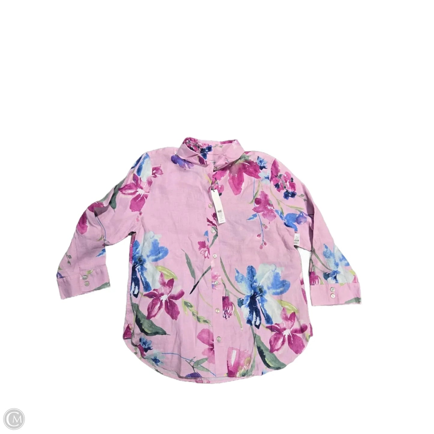 Blouse 3/4 Sleeve By Chicos In Floral Print, Size: S