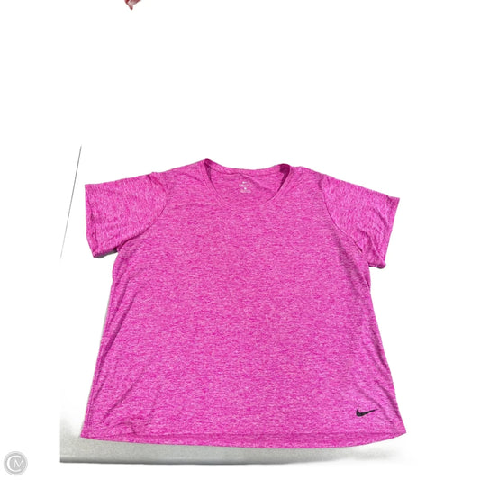 Athletic Top Short Sleeve By Nike In Pink, Size: 2x