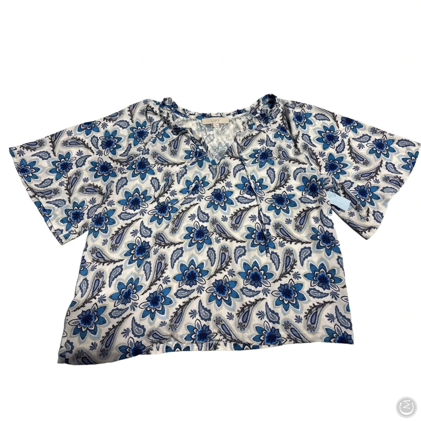 Top Short Sleeve By Loft In Blue, Size: L