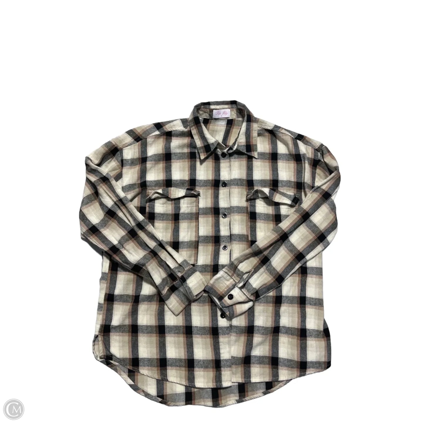 Top Long Sleeve By Pink Lily In Plaid Pattern, Size: M