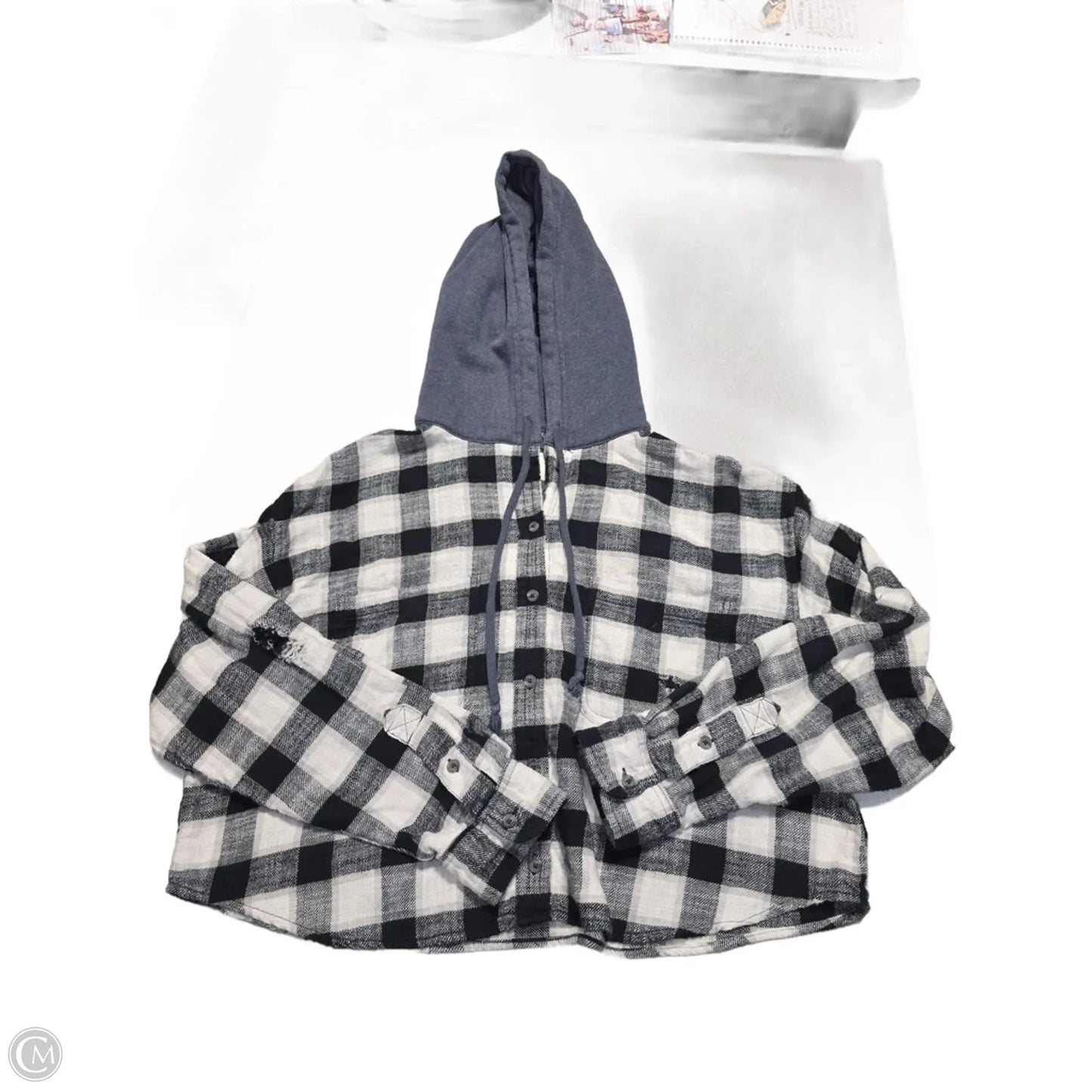 Top Long Sleeve By American Eagle In Plaid Pattern, Size: L