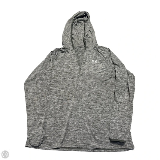 Athletic Top Long Sleeve Hoodie By Under Armour In Green, Size: L