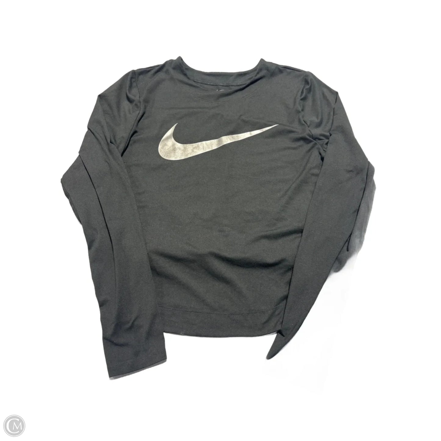Athletic Top Long Sleeve Collar By Nike In Black, Size: M