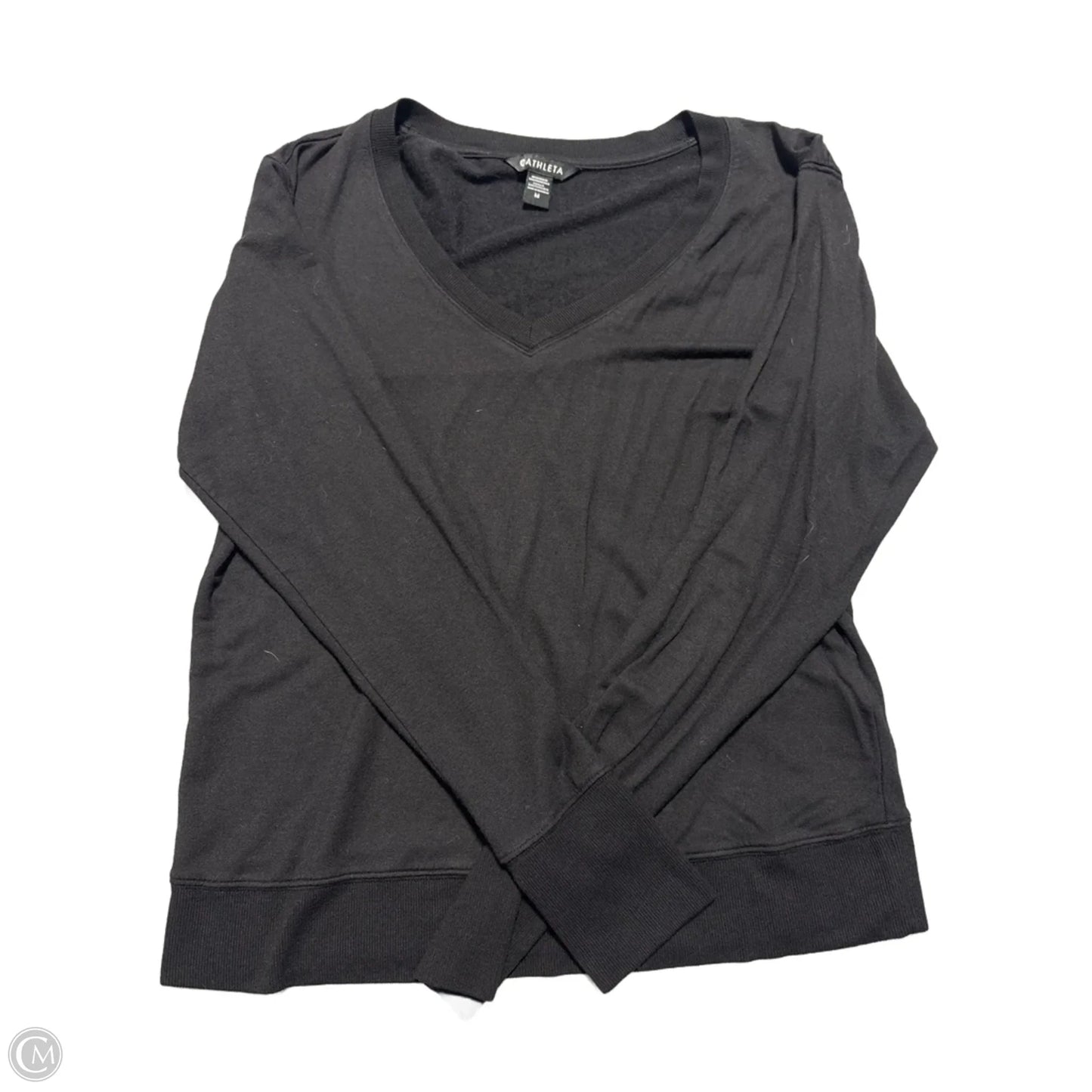 Athletic Top Long Sleeve Collar By Athleta In Black, Size: M