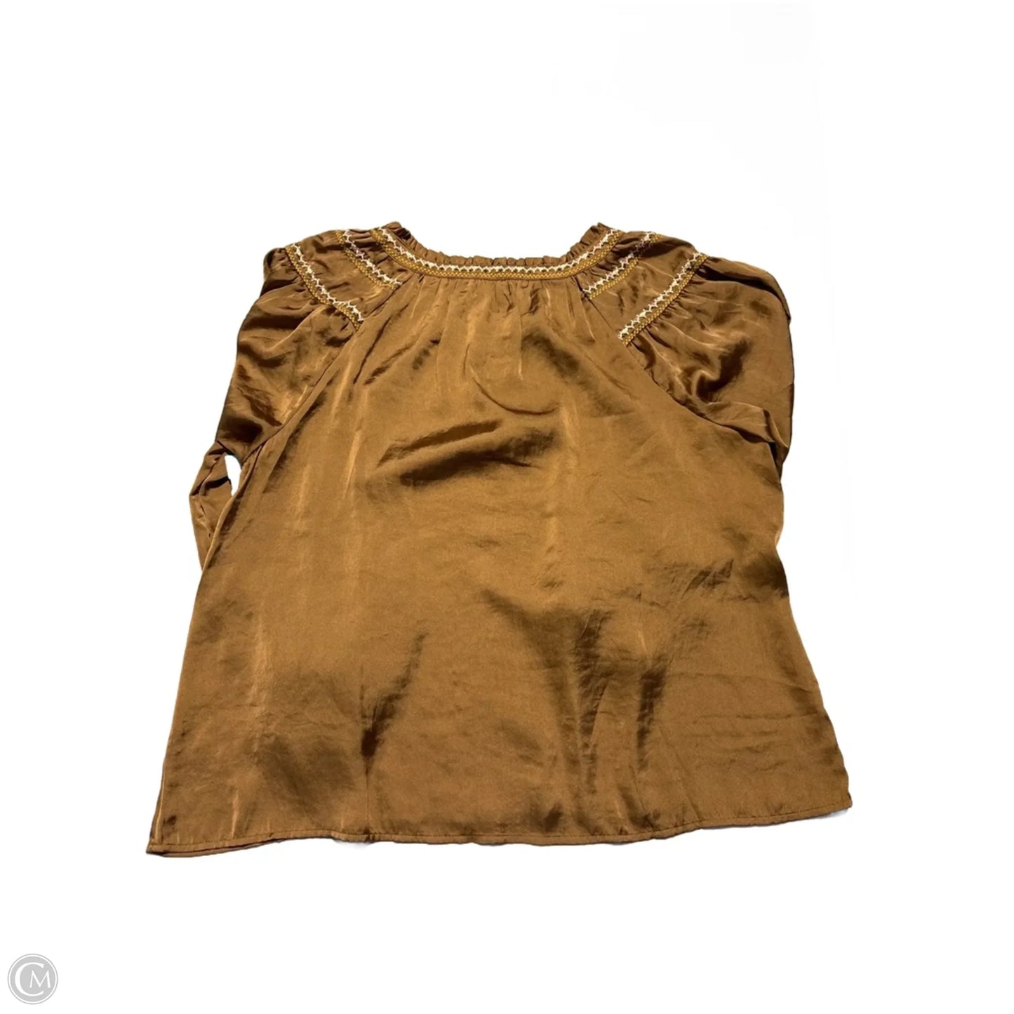 Blouse Long Sleeve By Lucky Brand In Bronze, Size: M