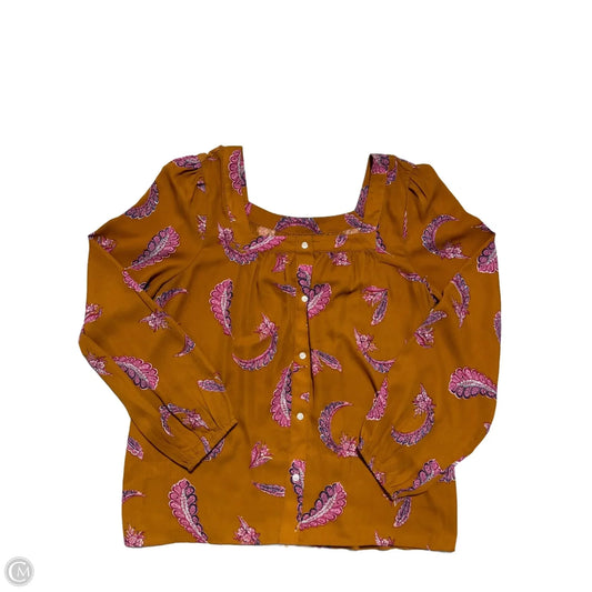 Blouse Long Sleeve By Loft In Brown, Size: M