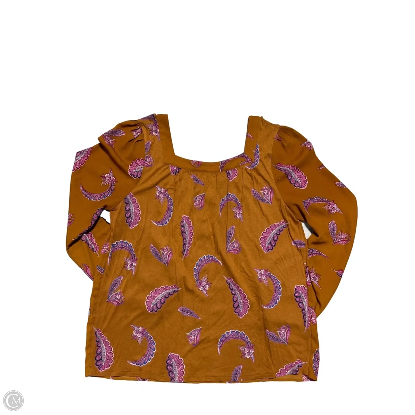 Blouse Long Sleeve By Loft In Brown, Size: M