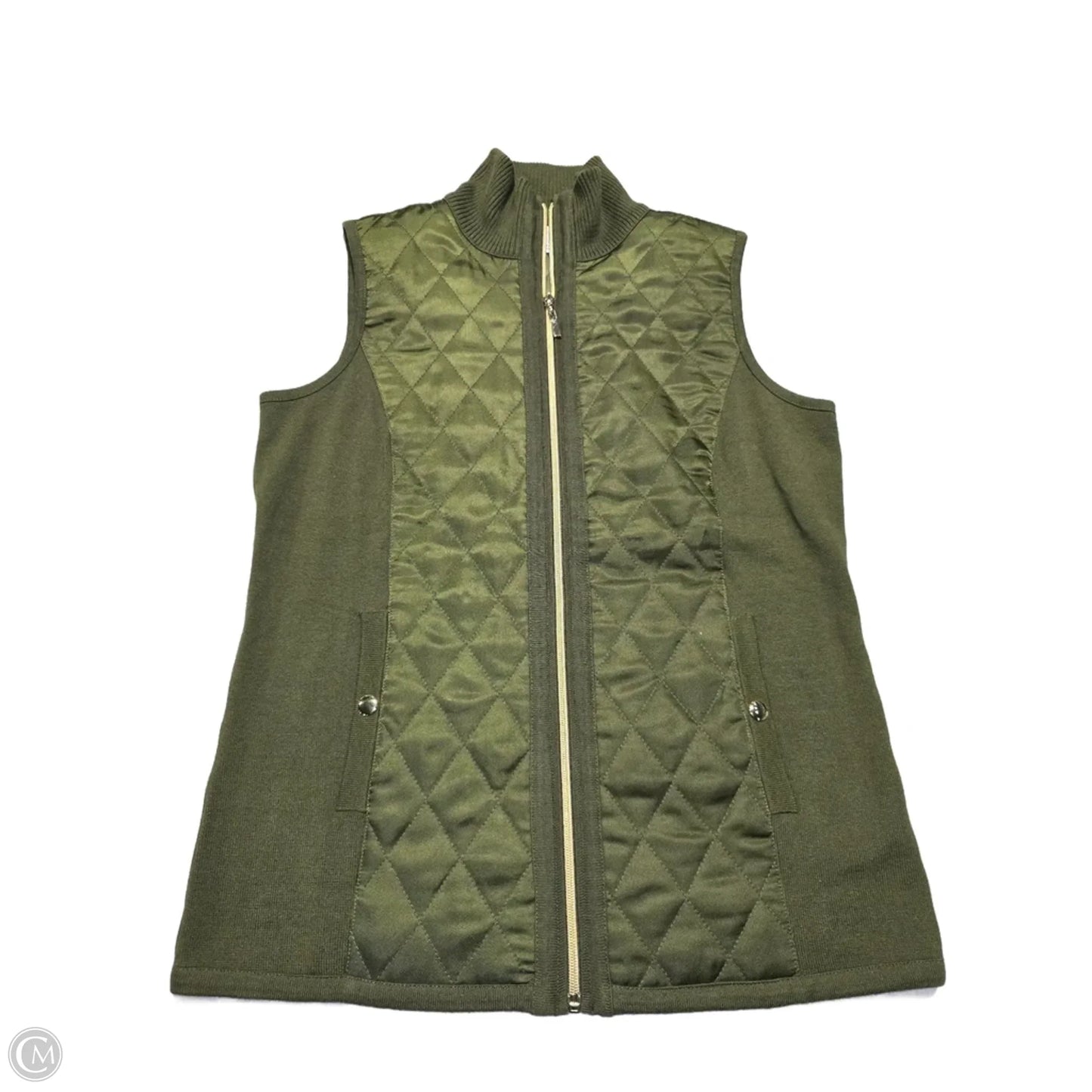 Vest Puffer & Quilted By Susan Graver In Green, Size: S