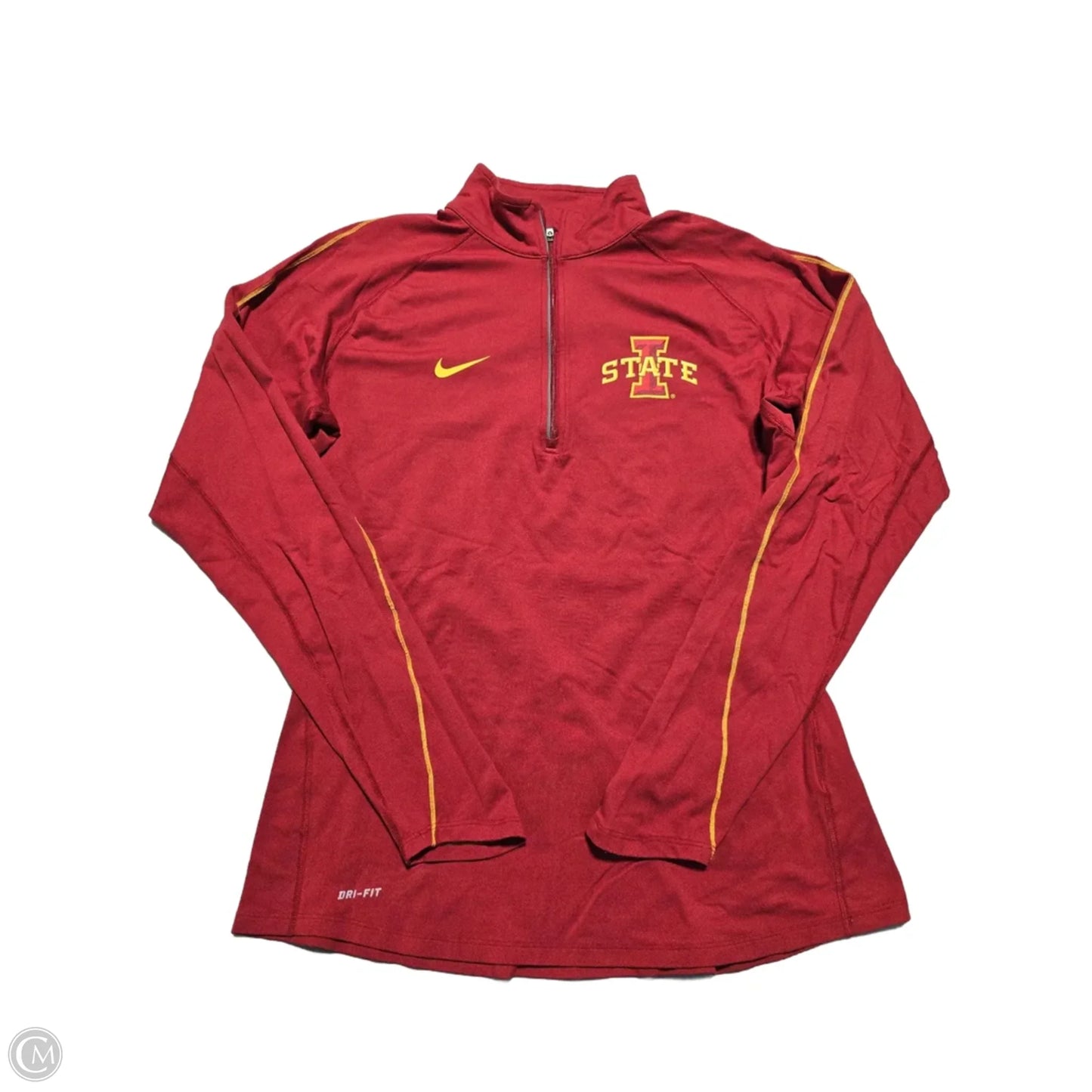 Athletic Top Long Sleeve Collar By Nike In Red, Size: L