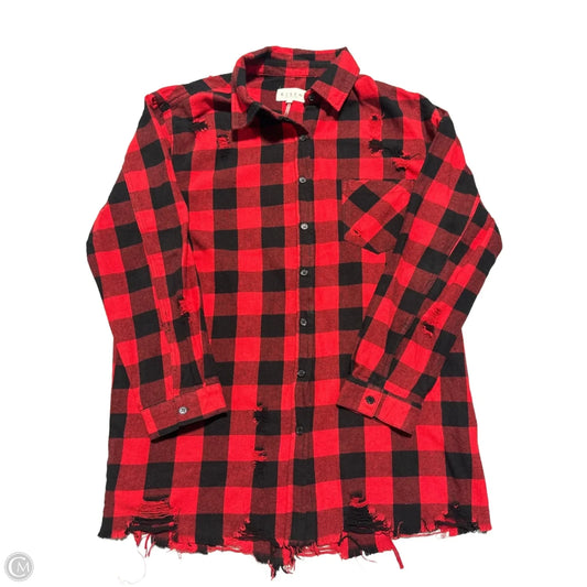 Top Long Sleeve By Risen In Black & Red, Size: S