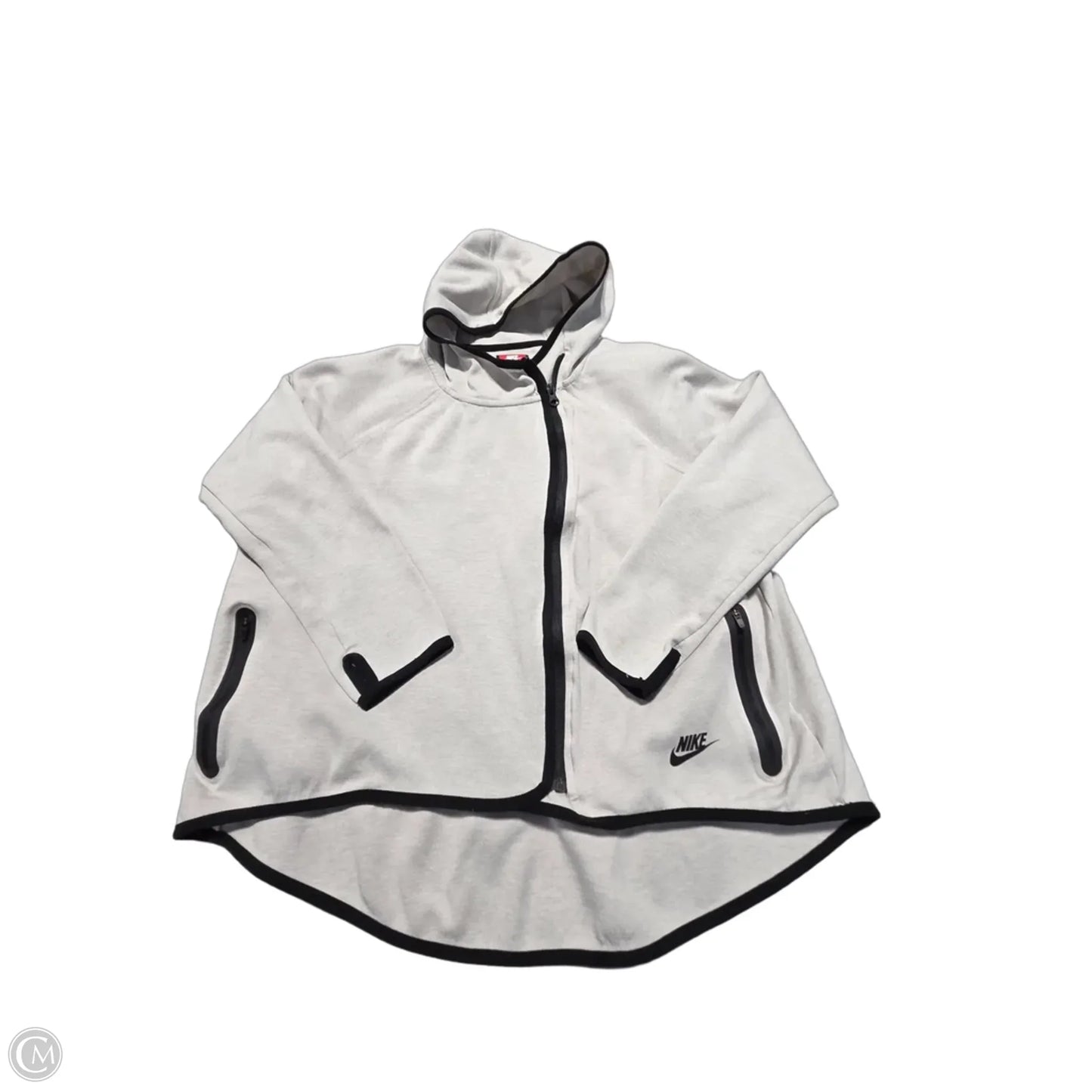 Athletic Sweatshirt Hoodie By Nike In Grey, Size: L