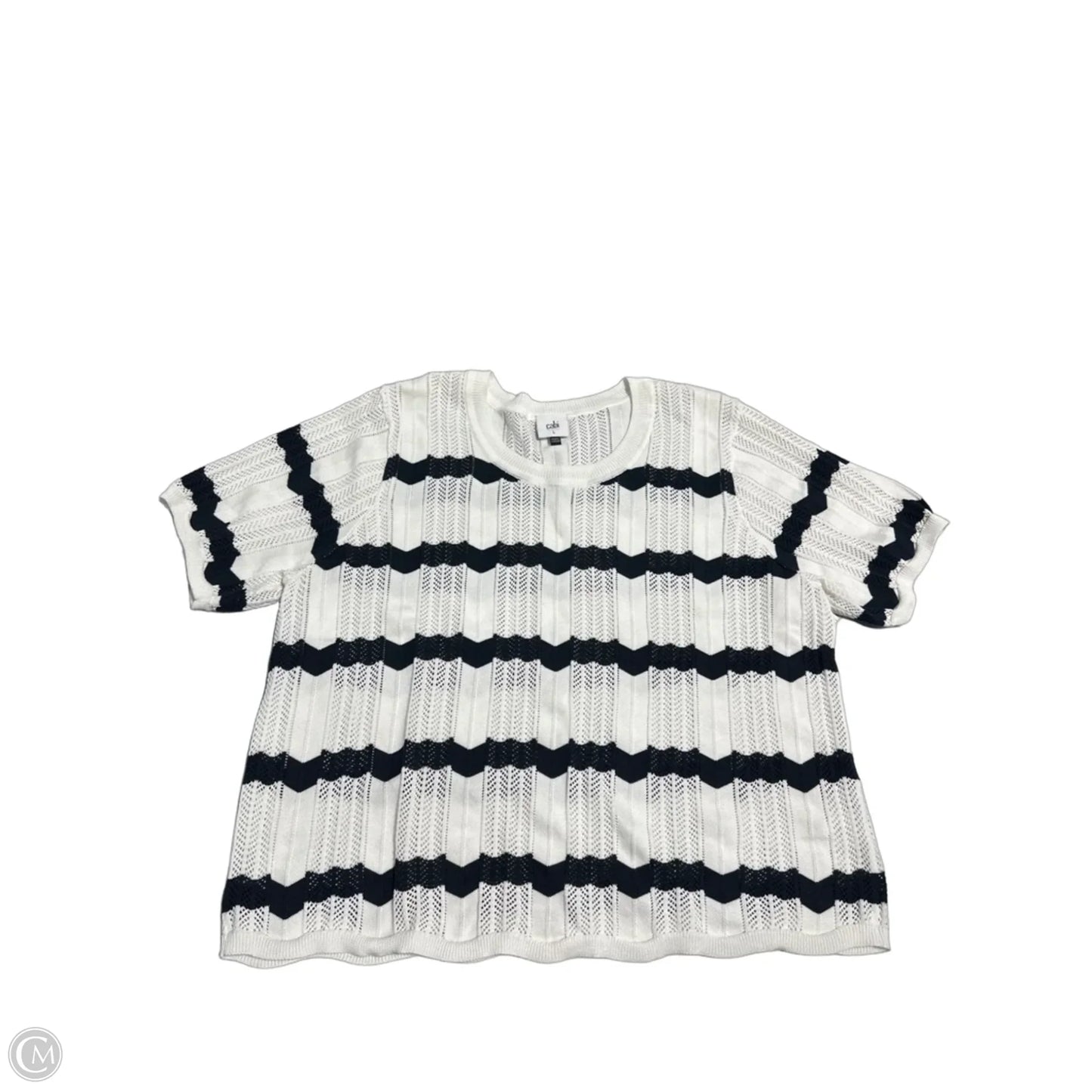 Top Short Sleeve By Cabi In Striped Pattern, Size: L