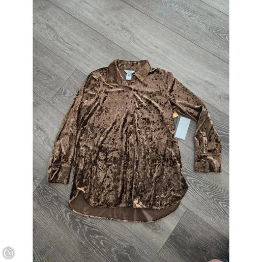 Top Long Sleeve By Multiples In Gold, Size: S