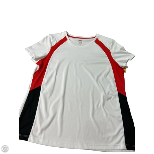 Athletic Top Short Sleeve By Izod In Red & White, Size: L