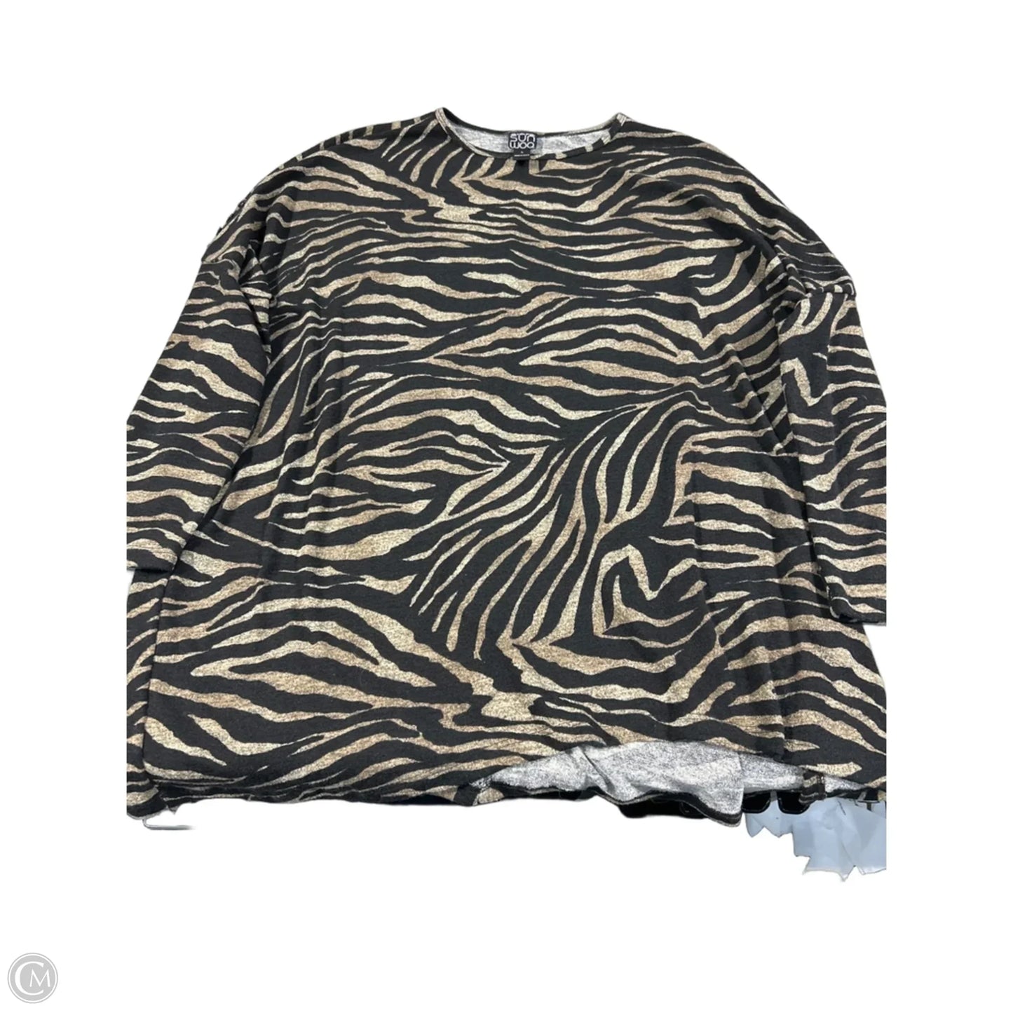 Top 3/4 Sleeve By Clara Sun Woo In Zebra Print, Size: L