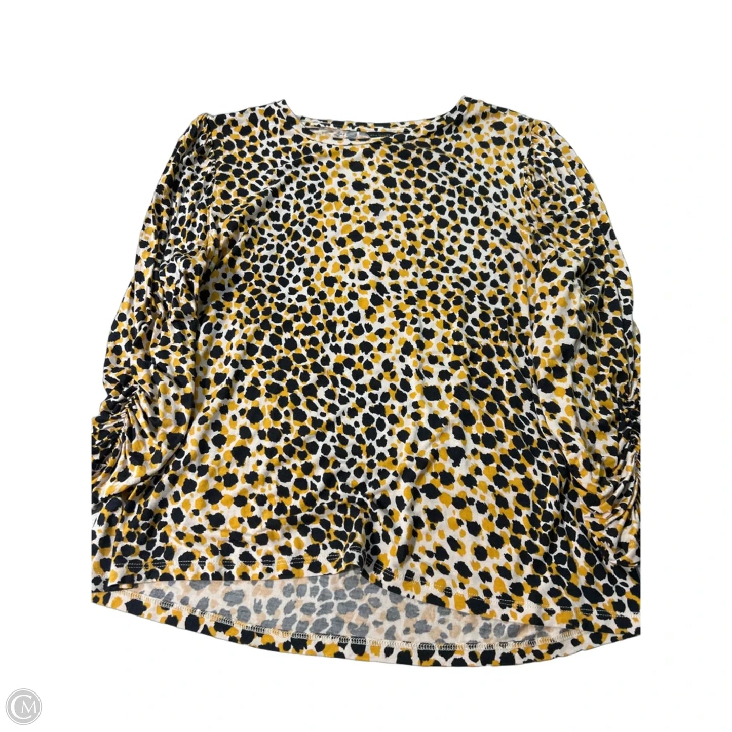 Top 3/4 Sleeve By Ann Taylor In Black & Yellow, Size: Xl