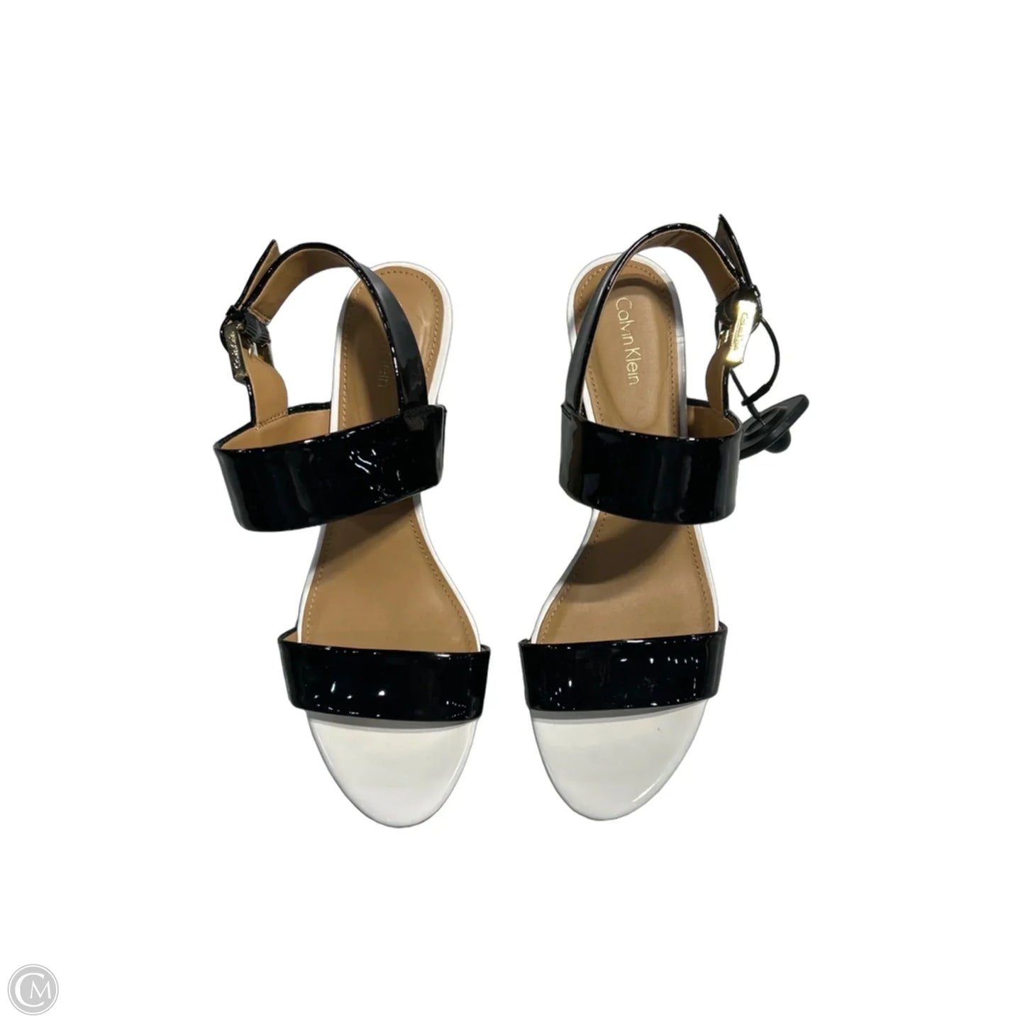 Sandals Heels Block By Calvin Klein In Black & White, Size: 8