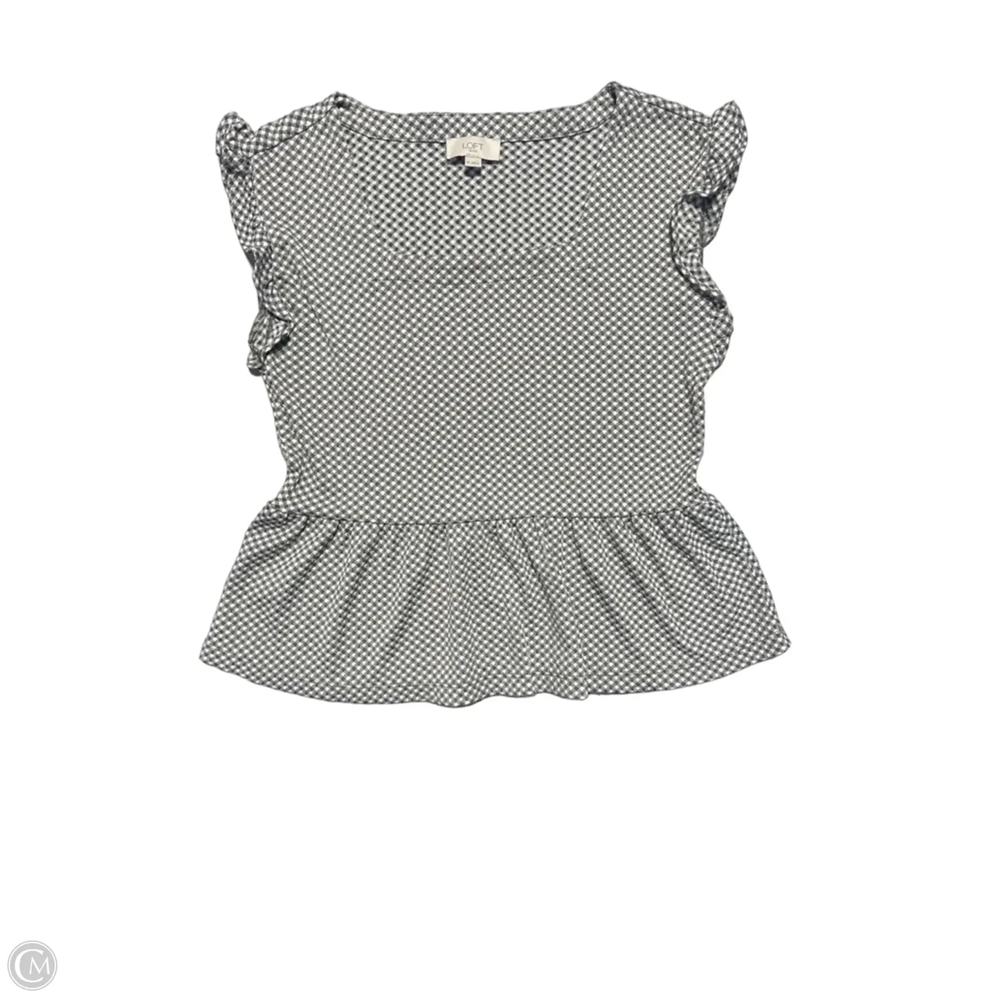 Top Short Sleeve By Loft In Grey & White, Size: Xs
