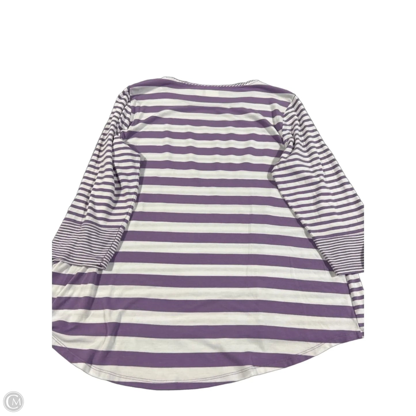 Top 3/4 Sleeve By Chicos In Purple & White, Size: L