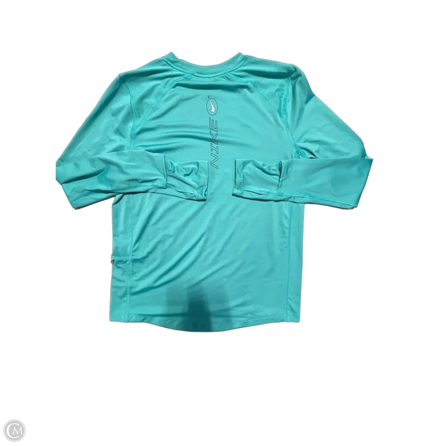 Athletic Top Long Sleeve Collar By Nike In Teal, Size: S